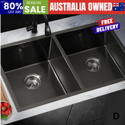 Welba Kitchen Sink Stainless Steel Basin Double Flush Mount Black