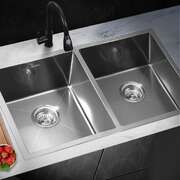 Welba Kitchen Sink Stainless Steel Basin Double Flush Mount 76X44CM