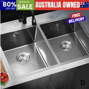 Welba Kitchen Sink Stainless Steel Basin Double Flush Mount 76X44CM