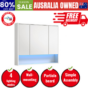 Bathroom Mirror Cabinet LED Wall Storage 900x750mm
