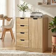 Storage Cabinet Buffet 4 Drawer Freestanding Cupboard Natural