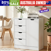 Storage Cabinet Buffet 4 Drawer Freestanding Cupboard White