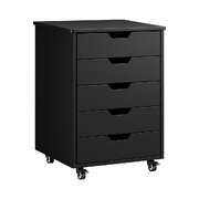 Compact Home Office Filing Cabinet 5 Drawer Mobile Storage Black 48x40x67cm