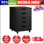 Compact Home Office Filing Cabinet 5 Drawer Mobile Storage Black 48x40x67cm