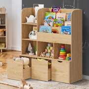 Kids Bookcase Toy Organiser Storage Natural | EXTG