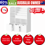Kids Bookcase Toy Organiser Cabinet With Chest