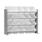 Kids Toy Storage Organiser 16 Bin Shelf with Removable Drawers Grey