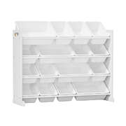 Kids Toy Storage Organiser 16 Bin Shelf with Removable Drawers White