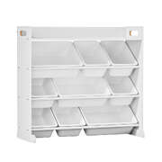 Kids Toy Storage Organiser 9 Bin Bookshelf Shelf Unit for Playroom white