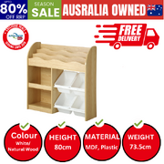 Kids Bookshelf 4 Bins Toy Box Storage Organiser Display Shelf