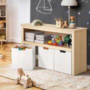 Wooden Kids Toy Storage Cabinet Displayshelf 3 Portable Box
