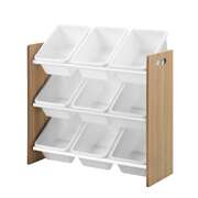 Kids Toy Box Organiser 9 Bins Storage Rack Natural White