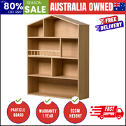 Kids Bookshelf House Bookcase Display Rack 4 Tier Natural 92x75x24cm