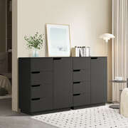 Black Buffet Cabinet 4 Drawers Storage | EXTG