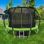 10FT Round Spring Trampoline with Safety Net Enclosure and Basketball Green