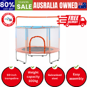 60 Inch Kids Trampoline Enclosure Safety Net Horizontal Bar