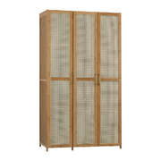Bamboo Wardrobe 3 Door 6 Shelf Storage Cabinet | EXTG