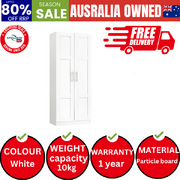 Wardrobe Clothes Storage Cabinet Large Cupboard 2 Doors 4 Shelves White