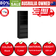 Wardrobe Shelf Unit Clothes Storage Cabinet 3 Drawers Organizer Black
