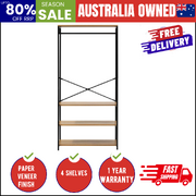 Open Wardrobe with Hanging Rail Metal 4 shelves