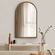 Arched Wall Mirror Brown Wood 86x50cm | EXTG