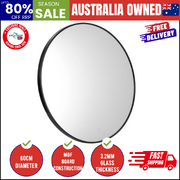 Round Wall Mirror 60cm Black Frame Modern Bathroom Bedroom Home Decor