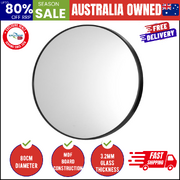Round Wall Mirror Black Frame 80cm Modern Bathroom Bedroom Decor