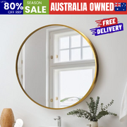 Round Wall Mirror 80cm Gold Frame Modern Bathroom Bedroom Decor Home