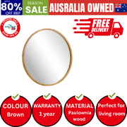 Wall Mirror with Wood Frame 90cm Round