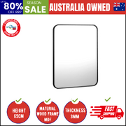 Wall Mirrors Black Metal Frame 65x50cm Rectangle