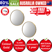 Wall Mirrors Round 70cm Gold Set of 2