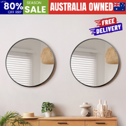 Wall Mirrors Round 80cm Black Set of 2
