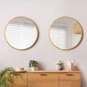 Wall Mirrors Round 90cm Wooden Set of 2