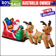 3M Christmas Inflatable Santa Claus Sleigh with Reindeers LED Lights