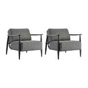 2x Wooden Armchair Sofa Chair Fabric Accent 1 Seater Grey Upholstered Seating