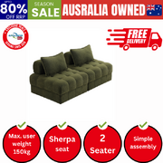 2 Seater Boucle Modular Sofa Armless TOFU Back Green