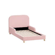 Kids Bed Frame Single Size With Side Rails Boucle Upholstered Pink Bedroom Furniture