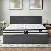 Bed Frame King Size Gas Lift Base with Mattress Velvet Grey