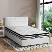 Bed Frame King Single Size with Mattress White Leather
