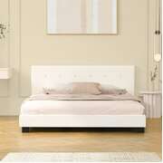 Bed Frame King Size White Boucle