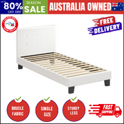 Bed Frame Single Size White Boucle