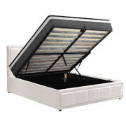Bed Frame With Mattress Set Queen Size Gas Lift White BOSS