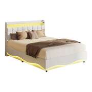 Double Bed Frame LED Gas Lift Storage Headboard USB Charging