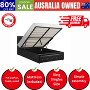 Bed Frame King Single Gas Lift Storage with Mattress ENZO