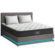 Bed Frame with Mattress Double Size LED Gas Lift Grey LAYZ