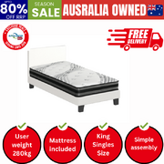 Bed Frame with King Single Mattress Set Boucle Fabric VANK