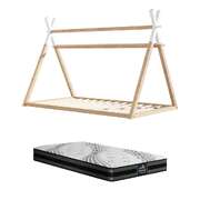 King Single Kids Bed Frame Mattress Set Wooden Teepee House Beds