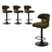 4x Bar Stools Swivel Kitchen Bar Chairs Gas Lift Boucle Green