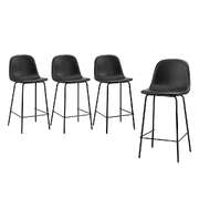 4x Bar Stools Kitchen Dining Chair PU Leather Black