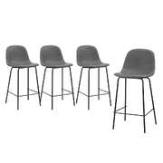 4x Bar Stools Kitchen Dining Chair PU Leather Grey